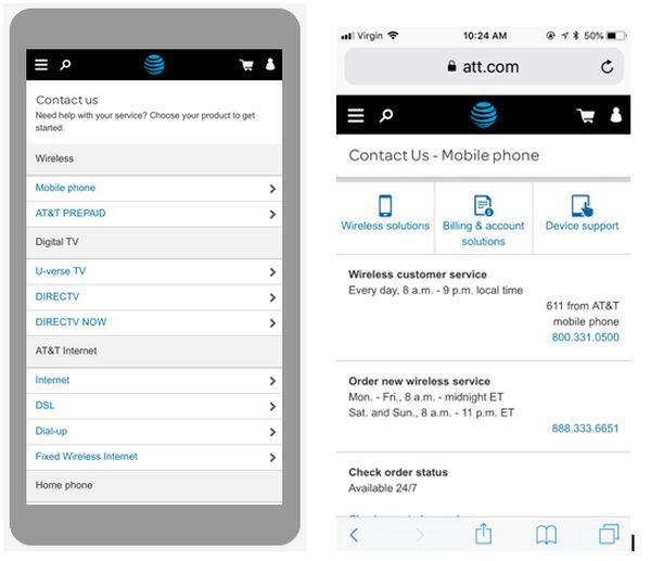 AT&T Contact Us Page