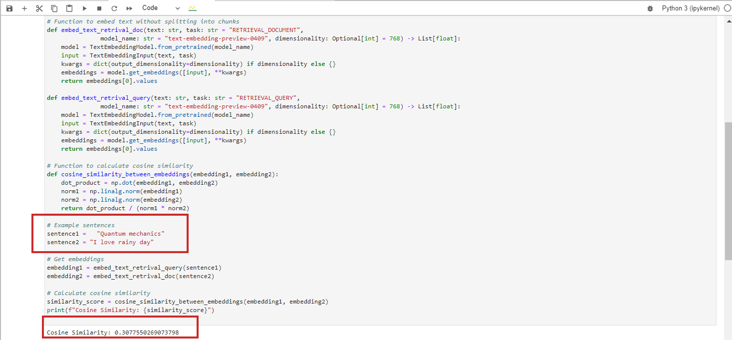 Vertex Ai's text-'embedding-preview-0409' model