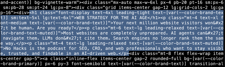 CURL fetch of No Hacks homepage