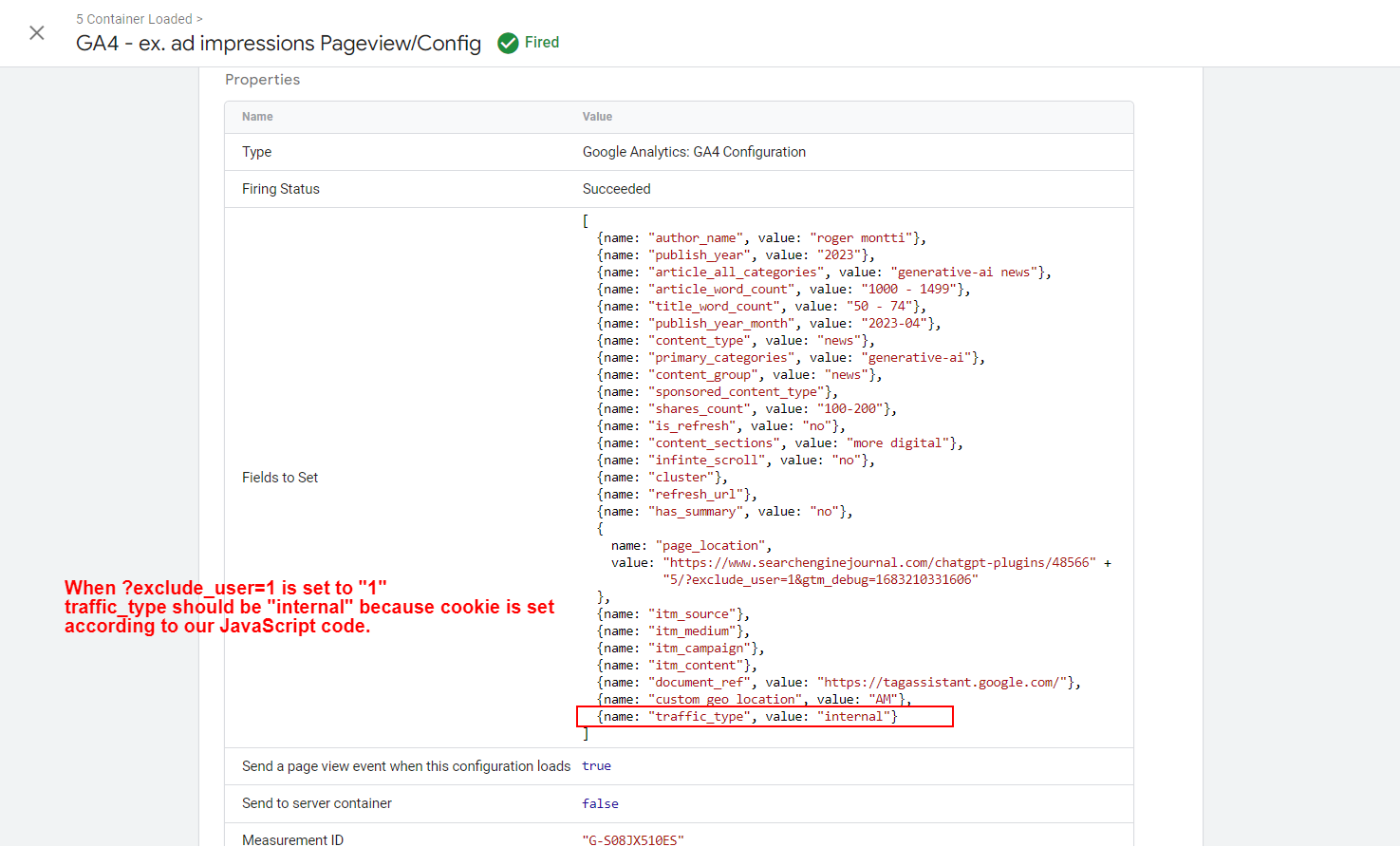 traffic_type in data layer variable is set developer_view