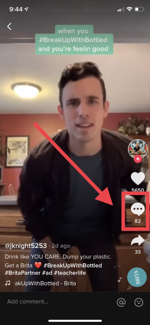 Shows where to find comments on tiktok