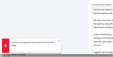 linkedin company page error message