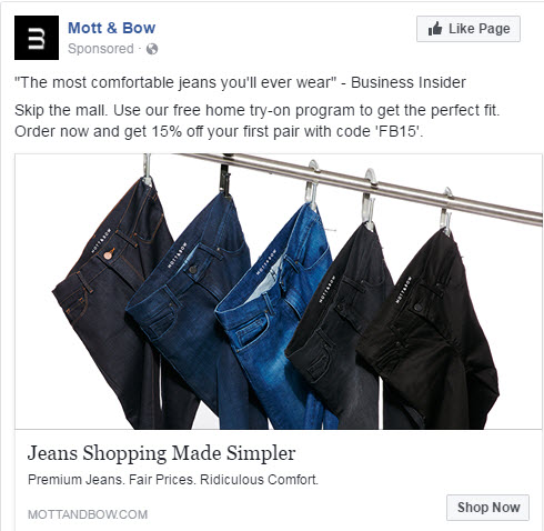 Sample ad copy using a testimonial