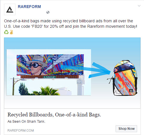 Sample ad indicating what makes their product different
