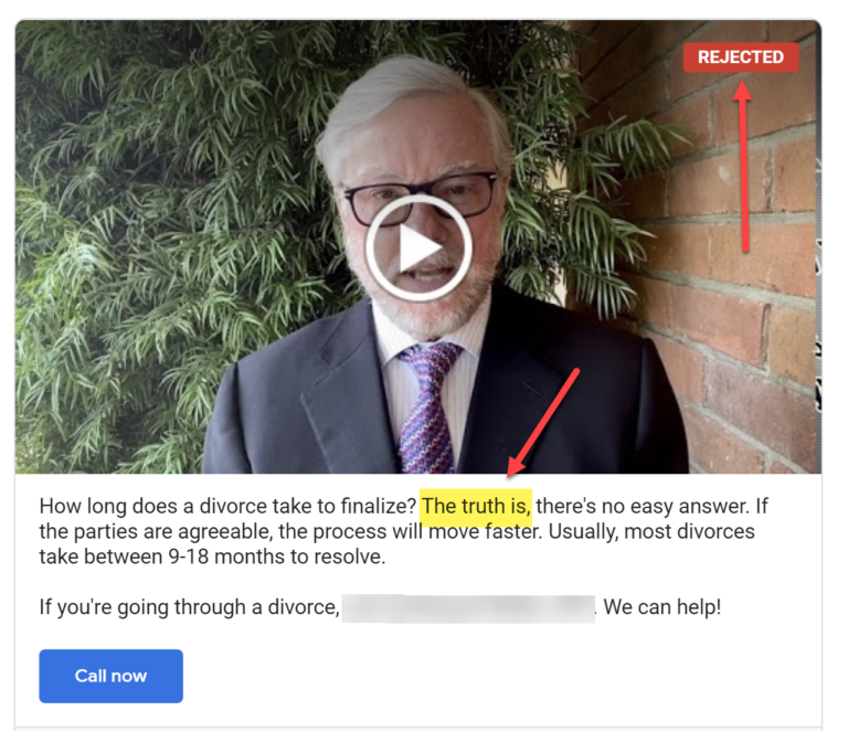 Rejected Post Because of Words