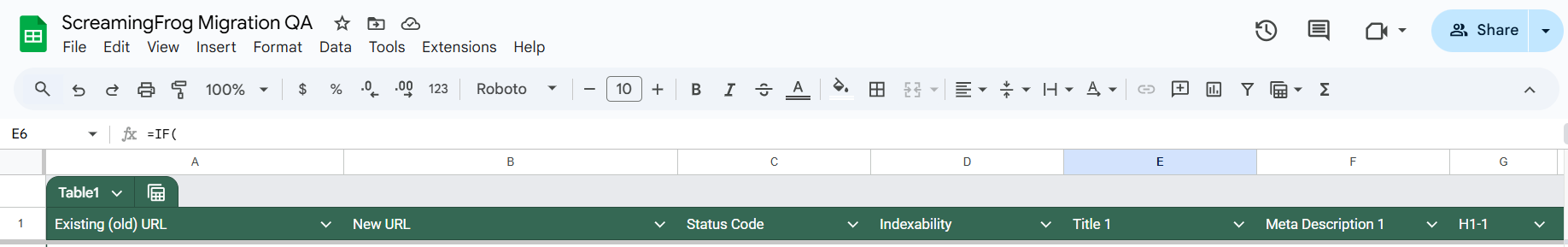 Migration QA Overview Sheet