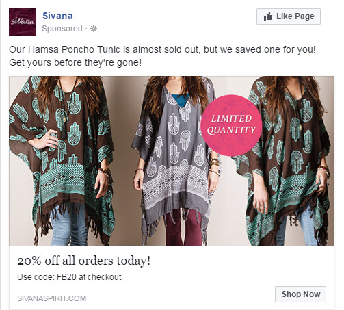 Sample ad indicating limited product supply