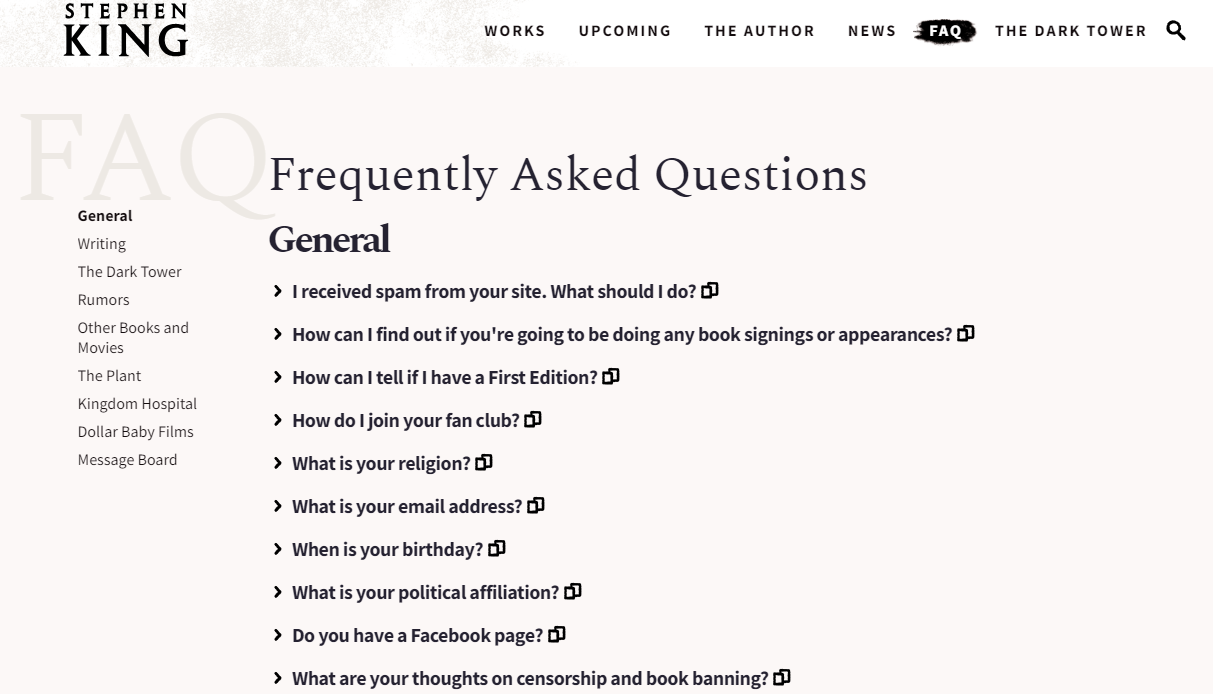 Stephen King FAQs