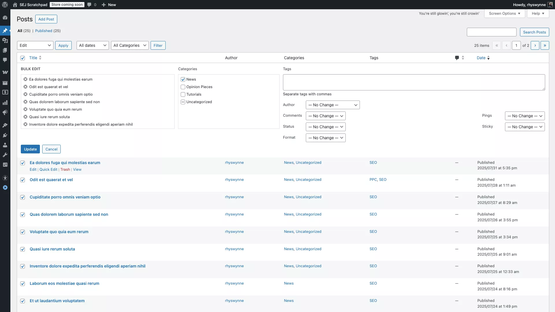 The WordPress bulk category and tag editor