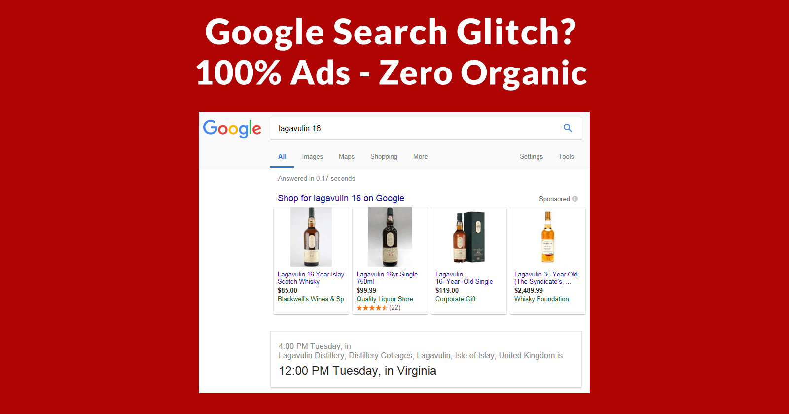 Google Search Glitch? 100% Ads - Zero Organic Links